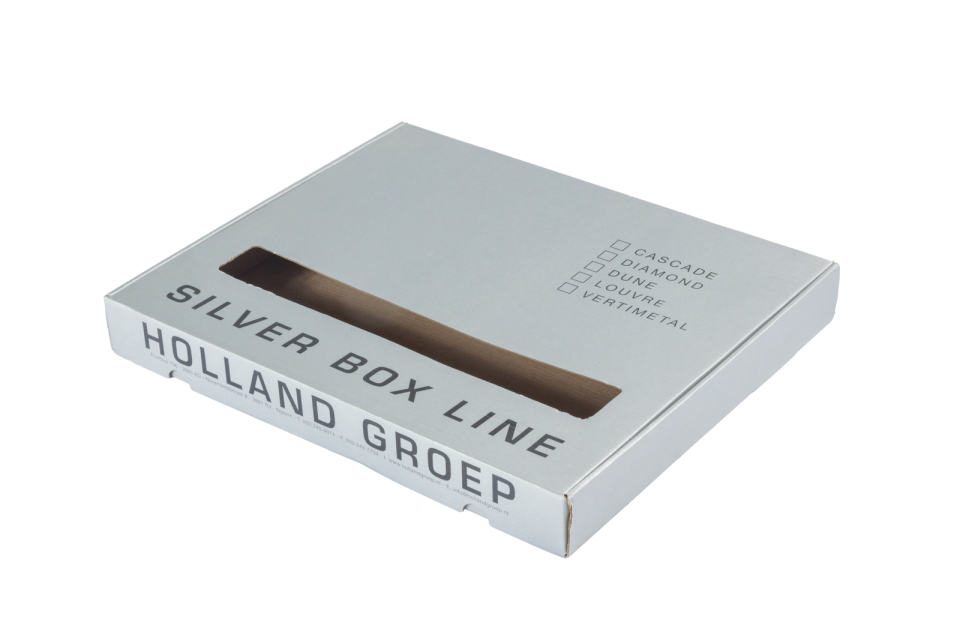 Bedrukte stansdoos met venster Holland Groep gesloten